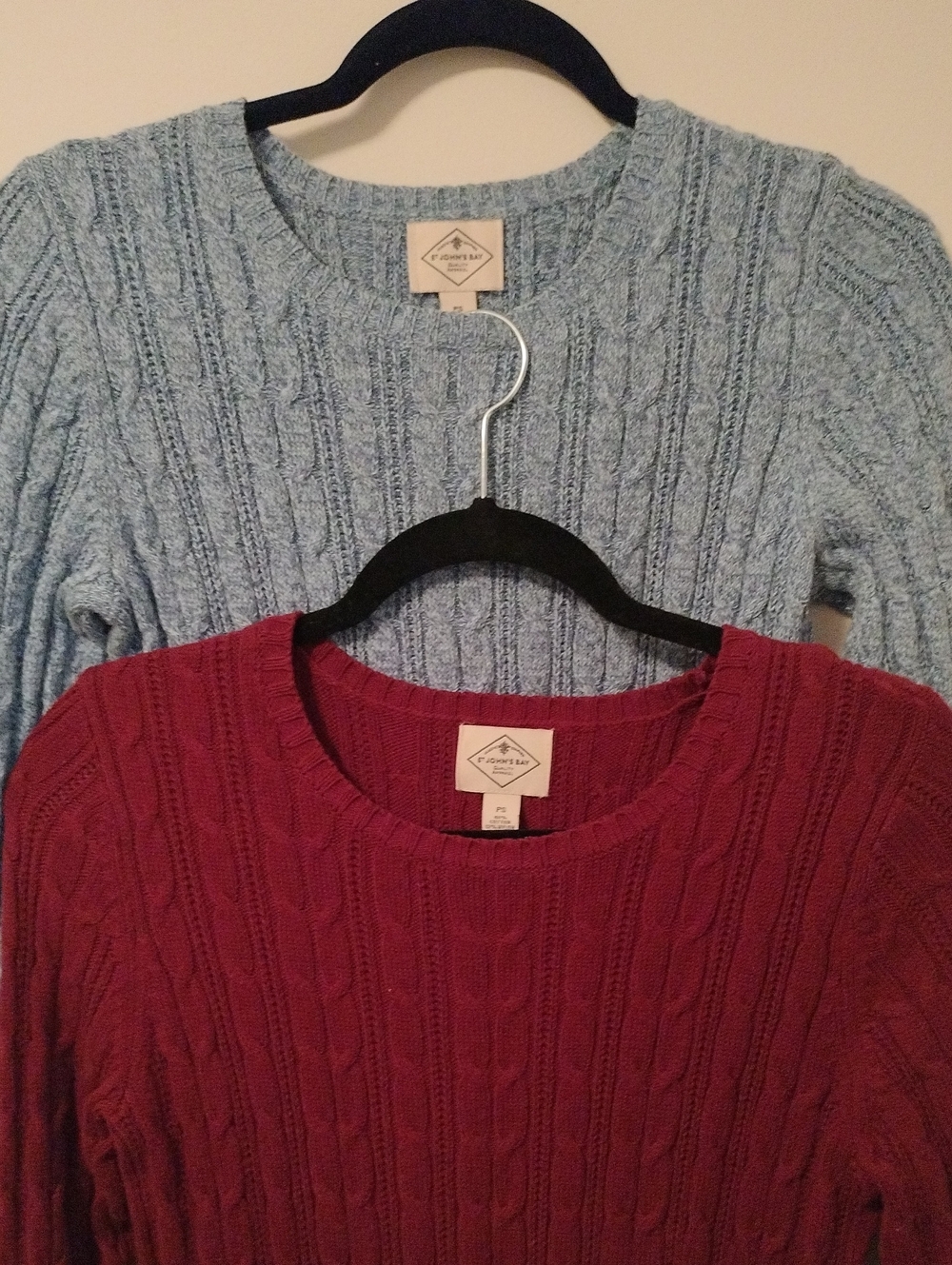 St. John's Bay JCP Light Blue & Wine Cable Crew Neck Sweaters BOGO